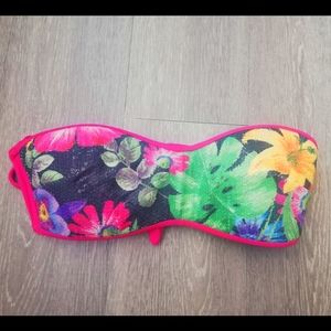 Floral Tie-back strapless bikini top